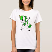 Dabbing Unicorn St. Patrick's Day Green Shamrock T-shirt (Voorkant)