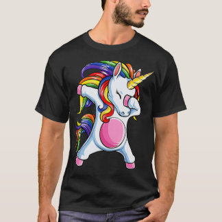Dabbing Unicorn T Girls Kinder Women Rainbow Unico T-shirt