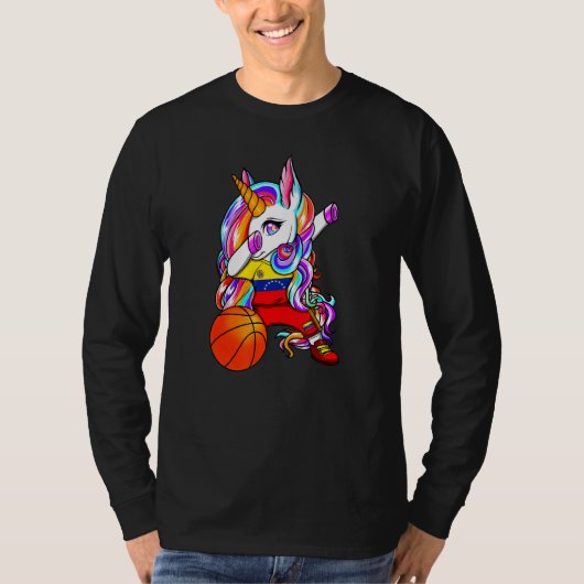 Dabbing Unicorn Venezuela Basketball Fans Jersey B T-shirt (Voorkant)