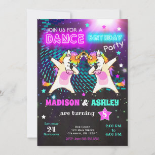 Dabbing Unicorn Verjaardag Uitnodiging / Gezamenli