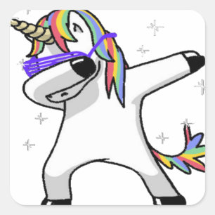 Dabbing Unicorn Vierkante Sticker