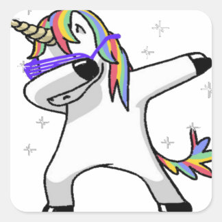 Dabbing Unicorn Vierkante Sticker