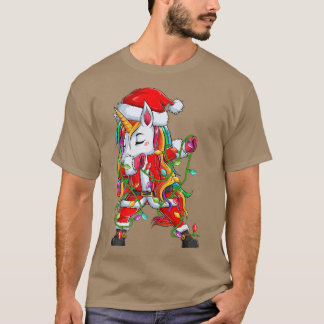 Dabbing Unicorn Xmas Licht Funny Santa Unicorn Ch T-shirt