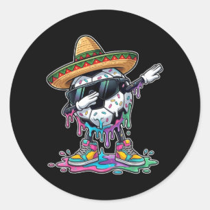 Dabbing Voetbal Bal Sombrero Cinco De Mayo Mexicaa Ronde Sticker