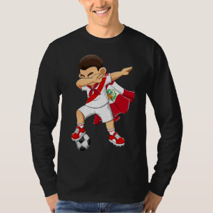 Dabbing Voetbal Boy Peru Football Vlag Kinder T-shirt
