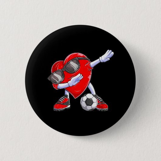 Dabbing Voetbal Heart Valentijnsdag Mannen Boys Ronde Button 5,7 Cm (Voorkant)