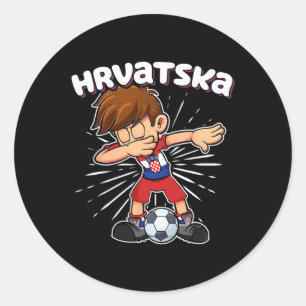 Dabbing Voetbal Jongen Kroatië Shirt Hrvatska Ronde Sticker