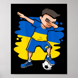 Dabbing Voetbal Jongen Oekraine Truit Oekraïense V Poster