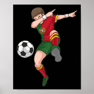 Dabbing Voetbal Jongen Portugal Voetbal Shirt Port Poster