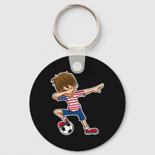 Dabbing Voetbal Jongen Usa T-shirt Verenigde State Sleutelhanger