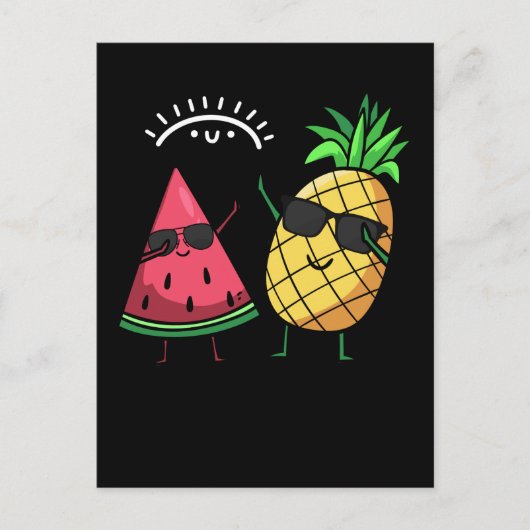 Dabbing Watermelon Pineapple Kawaii Summer Fruits Briefkaart (Voorkant)