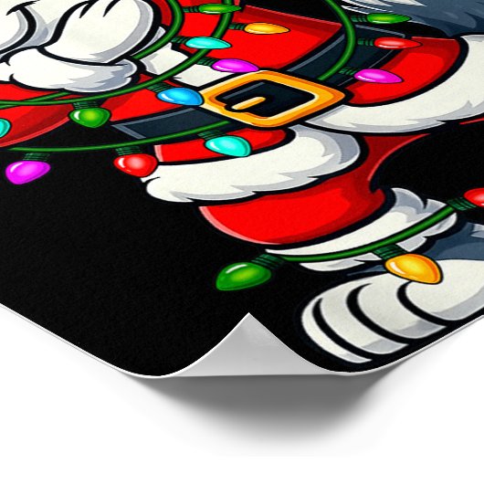 Dabbing Wolf Lights Santa Xmas Girls Boys Kids Chr Poster (Hoek)
