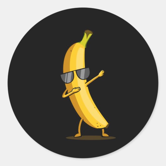 Dabbing Yellow Banana Dab Funny Dansling Fruit Ronde Sticker (Voorkant)