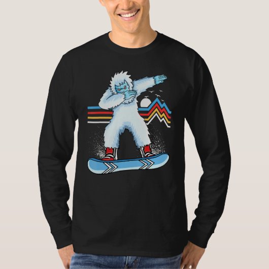 Dabbing Yeti  Snowboarding Retro Snowboard T-shirt (Voorkant)