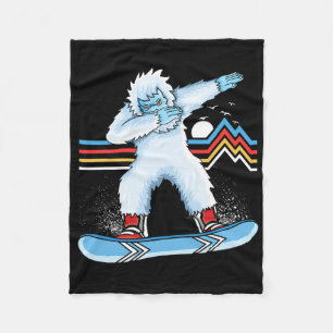 Dabbing Yeti Sunset Snowboarding Retro Sno Fleece Deken