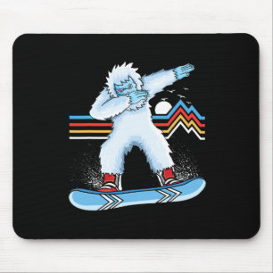 Dabbing Yeti Sunset Snowboarding Retro Sno Muismat