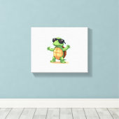 Dabbing Zee Turtle Dierenvriend Save the Turtles T Canvas Afdruk (Insitu (Houten vloer))