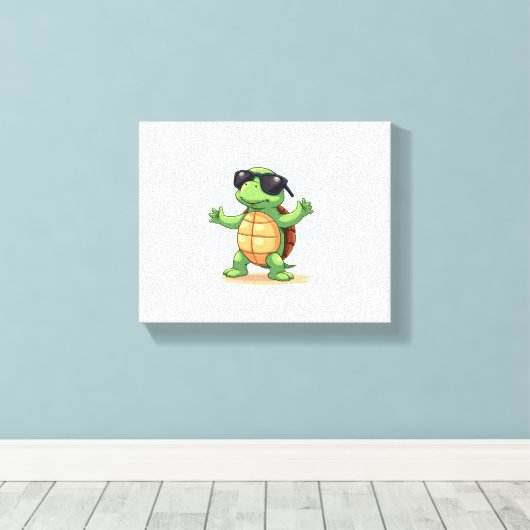 Dabbing Zee Turtle Dierenvriend Save the Turtles T Canvas Afdruk (Insitu (Houten vloer))