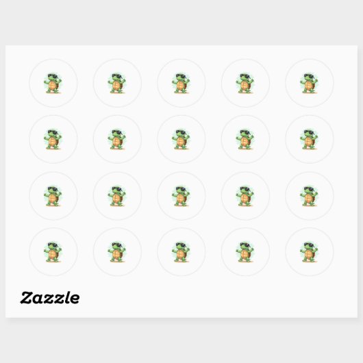 Dabbing Zee Turtle Dierenvriend Save the Turtles T Ronde Sticker (Vel)