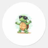 Dabbing Zee Turtle Dierenvriend Save the Turtles T Ronde Sticker (Voorkant)