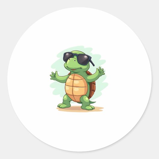 Dabbing Zee Turtle Dierenvriend Save the Turtles T Ronde Sticker (Voorkant)