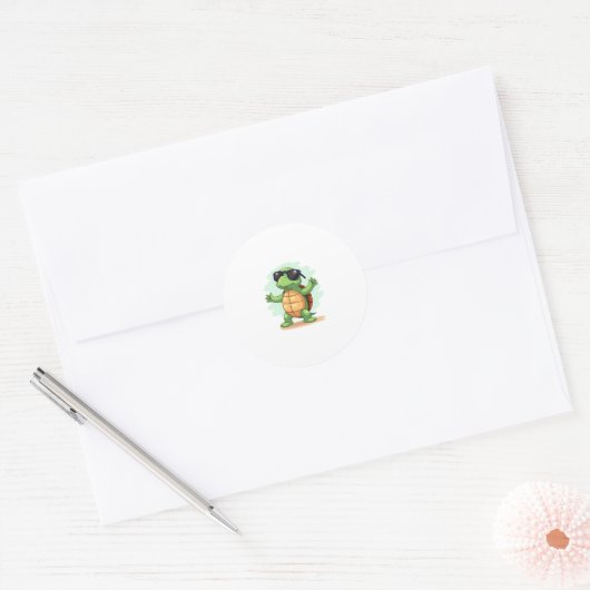 Dabbing Zee Turtle Dierenvriend Save the Turtles T Ronde Sticker (Envelop)