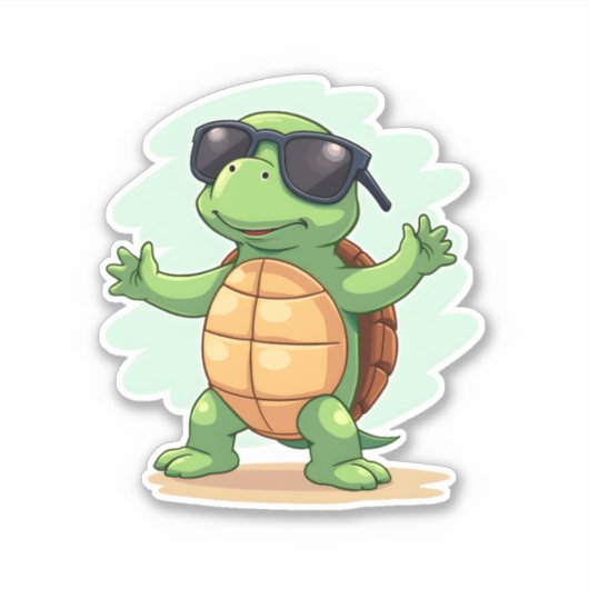 Dabbing Zee Turtle Dierenvriend Save the Turtles T Sticker (Voorkant)