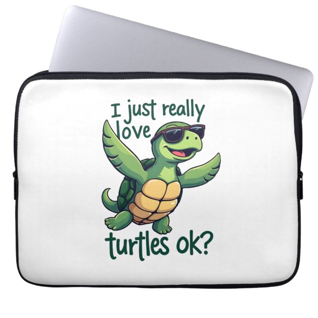Dabbing Zee Turtle Ik hou gewoon echt van Turtles  Laptop Sleeve (Voorkant)