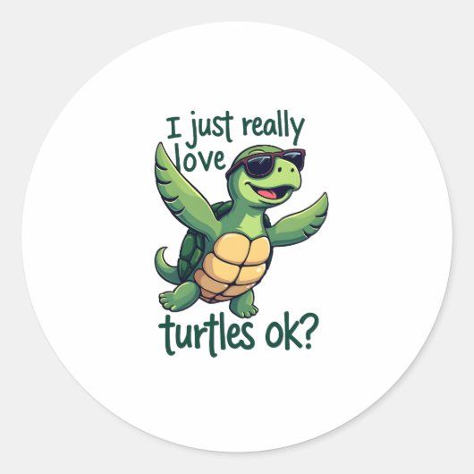 Dabbing Zee Turtle Ik hou gewoon echt van Turtles  Ronde Sticker (Voorkant)