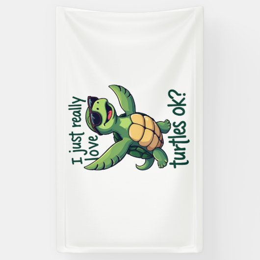 Dabbing Zee Turtle Ik hou gewoon echt van Turtles  Spandoek (Verticaal)