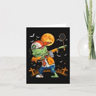 Dabbing Zombie Playing Badminton Halloween Badmint Kaart