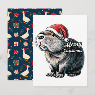 Dabende Capybara Kerstman – Grappige Feestdagen