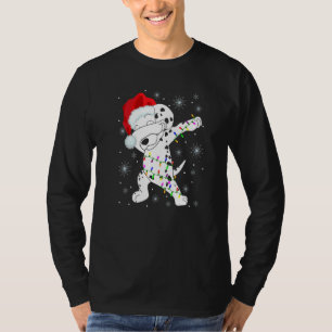 Dabende Dalmatische hond draagt Kerstmanhoed Verli T-shirt