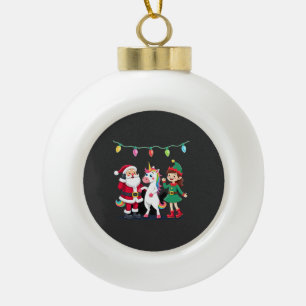 Dabende Kerstman Elf Eenhoorn Kerst Kinderen Jonge Keramische Bal Ornament