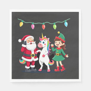Dabende Kerstman Elf Eenhoorn Kerst Kinderen Jonge Servet