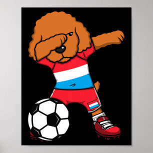 Dabende Poodle Hond Luxemburg Voetbalfans Jersey F Poster