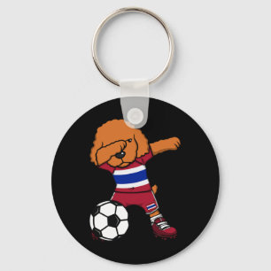 Dabende Poodle Hond Thailand Voetbal Fan Jersey Vo Sleutelhanger