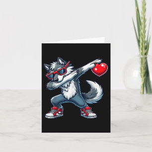 Dabende Wolf Met Hart Valentijnsdag Peuter Kind Kaart