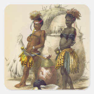 Dabiyaki en Upapazi, Zulu Boys in Dancing Dress, Vierkante Sticker
