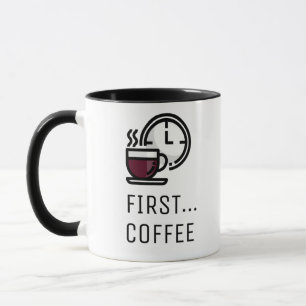 D'abord...Café avec Horloge Rétro & Tasse de Café