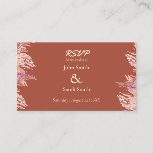D'accompagnement 3,5 x 2 carte de boîtier Mariage RSVP - Terracotta (Devant)