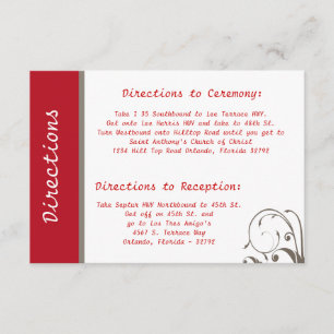 D'accompagnement 3,5 x 5 Carte de direction Crimson rouge gris blan