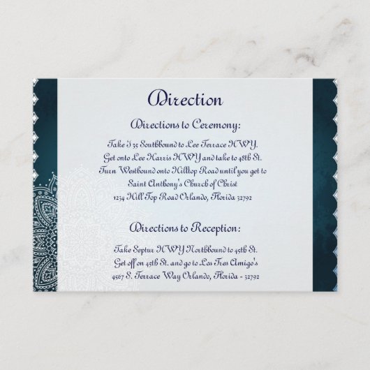 D'accompagnement 3,5 x 5 Carte de direction Profond Marocain Bleu (Devant)