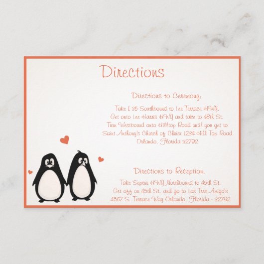 D'accompagnement 3,5 x 5 Direction Carte Penguin Love (Devant)