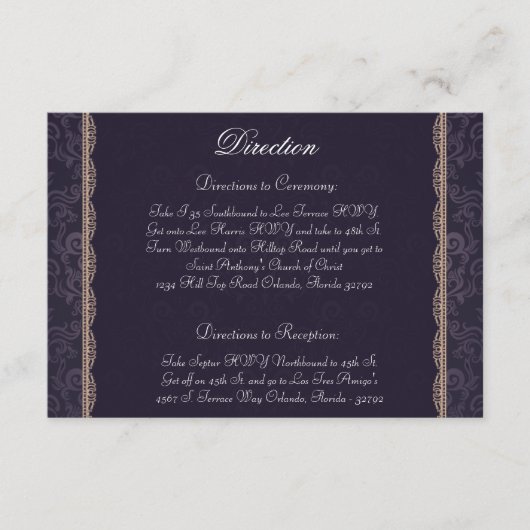 D'accompagnement 3,5 x 5 Direction Carte Propre Violet Damas (Devant)