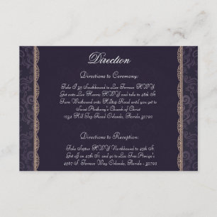 D'accompagnement 3,5 x 5 Direction Carte Propre Violet Damas