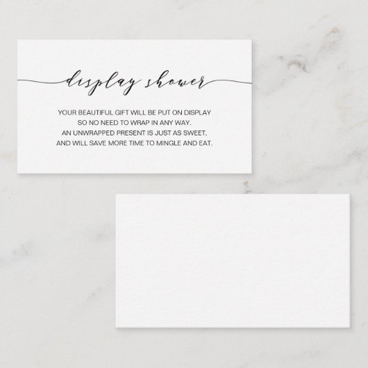 D'accompagnement Afficher la carte d'insertion pour bébé douche (Devant / Derrière)