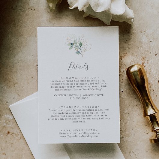 D'accompagnement Airy Greenery Détails du Mariage Carte de boîtier