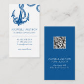 D'accompagnement Ancre bleue verticale Carte de visite (Devant / Derrière)