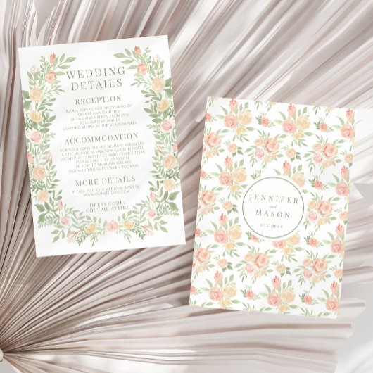 D'accompagnement Aquarelle orange fleurs détails mariage Carte